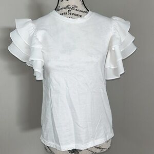 White Ruffled T-Shirt Blouse